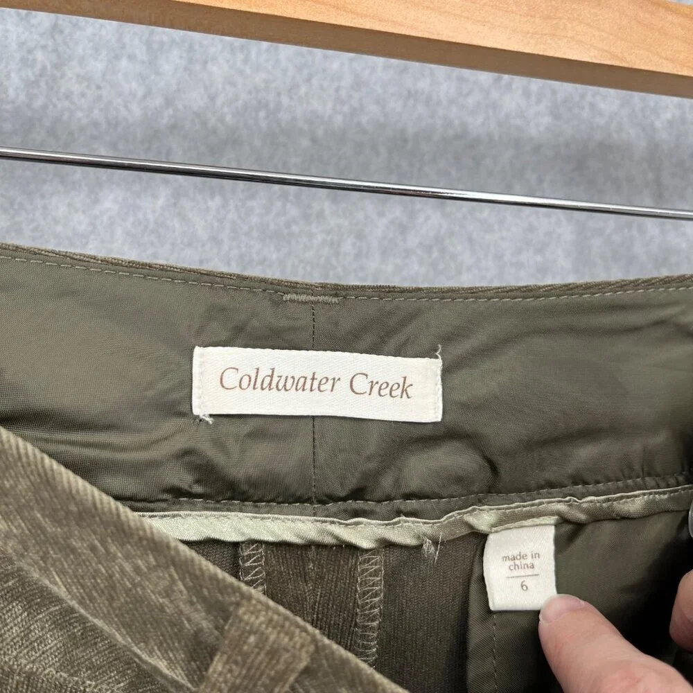 Coldwater Creek Womens Whisper Corduroy Tousers Pants Size 6 Green Brown NEW - Picture 8 of 15